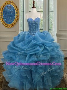 Simple Sleeveless Lace Up Floor Length Beading and Ruffles Quince Ball Gowns