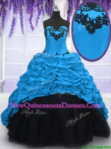 Spectacular Blue Sweetheart Neckline Appliques and Pick Ups Ball Gown Prom Dress Sleeveless Lace Up