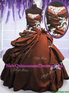 Smart Brown Sleeveless Floor Length Appliques and Pick Ups Lace Up 15 Quinceanera Dress