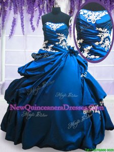 Custom Fit Royal Blue Sleeveless Floor Length Appliques and Pick Ups Lace Up Quinceanera Dresses