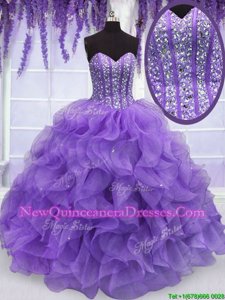 New Style Sleeveless Beading and Ruffles Lace Up Quinceanera Dresses