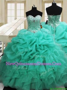 Comfortable Sleeveless Lace Up Floor Length Beading and Pick Ups Sweet 16 Dress