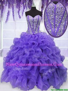 Great Floor Length Ball Gowns Sleeveless Lavender Sweet 16 Dresses Lace Up