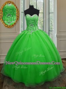 On Sale Sweetheart Sleeveless Lace Up Quinceanera Dress Spring Green Organza