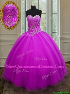 Suitable Sweetheart Sleeveless Lace Up Quince Ball Gowns Purple Organza