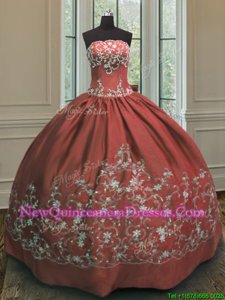 Dramatic Sleeveless Lace Up Floor Length Embroidery Sweet 16 Dresses