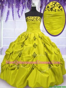 Flirting Sleeveless Lace Up Floor Length Embroidery and Ruffled Layers Quinceanera Gowns