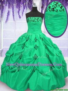 Fashion Sleeveless Lace Up Floor Length Embroidery and Pick Ups 15 Quinceanera Dress