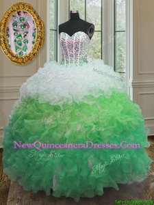 Decent Sweetheart Sleeveless Lace Up Sweet 16 Dresses Multi-color Organza