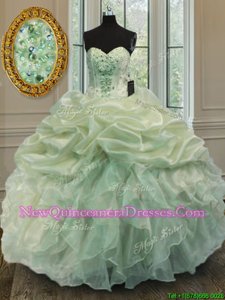 Luxury Sleeveless Beading and Ruffles Lace Up Sweet 16 Dress