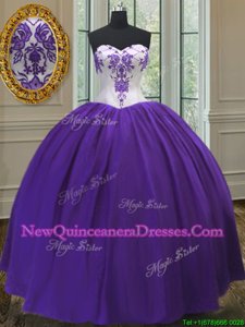 Luxury Sleeveless Floor Length Beading Lace Up Sweet 16 Dress with Eggplant Purple