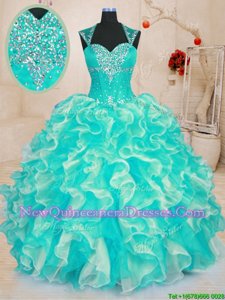 Super Sleeveless Beading and Ruffles Lace Up Sweet 16 Dresses