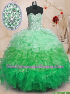 Flirting Sweetheart Sleeveless Lace Up 15 Quinceanera Dress Multi-color Organza