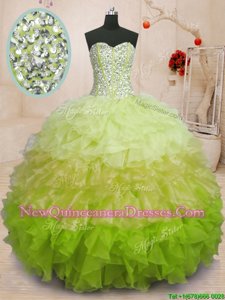 Noble Ball Gowns Quinceanera Dresses Multi-color Sweetheart Organza Sleeveless Floor Length Lace Up