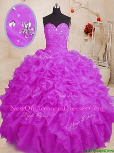 Elegant Sleeveless Beading and Ruffles Lace Up Quinceanera Gown