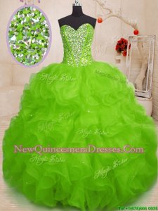 Excellent Floor Length Spring Green Quinceanera Dresses Sweetheart Sleeveless Lace Up