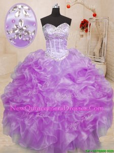 Vintage Floor Length Lilac Sweet 16 Dress Sweetheart Sleeveless Lace Up