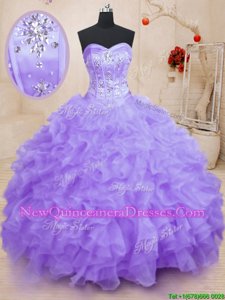 Spectacular Spring and Summer and Fall and Winter Organza Sleeveless Floor Length Vestidos de Quinceanera andBeading and Ruffles