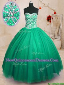 Stylish Floor Length Dark Green Vestidos de Quinceanera Sweetheart Sleeveless Lace Up