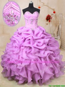 Fantastic Pick Ups Floor Length Lilac Quinceanera Gown Sweetheart Sleeveless Lace Up