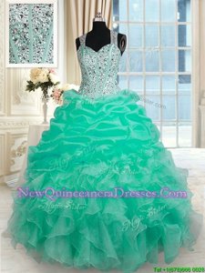 Admirable Floor Length Ball Gowns Sleeveless Turquoise Sweet 16 Dresses Zipper