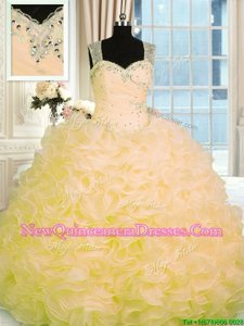 Best Selling Floor Length Ball Gowns Sleeveless Gold Quinceanera Dresses Zipper