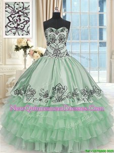 Decent Spring and Summer and Fall Organza and Taffeta Sleeveless Floor Length Ball Gown Prom Dress andBeading and Embroidery and Ruffled Layers