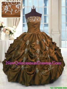 Fantastic Pick Ups Floor Length Ball Gowns Sleeveless Brown Vestidos de Quinceanera Lace Up