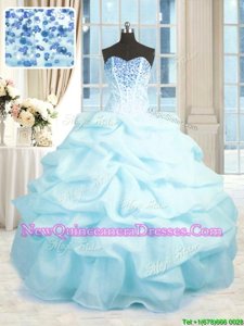 Deluxe Spring and Summer and Fall and Winter Organza Sleeveless Floor Length Quinceanera Gowns andBeading and Ruffles