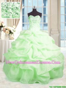 Luxurious Spring Green Sweetheart Neckline Beading and Ruffles 15 Quinceanera Dress Sleeveless Lace Up