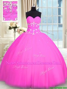 Colorful Pink 15 Quinceanera Dress Military Ball and Sweet 16 and Quinceanera and For withAppliques Sweetheart Sleeveless Lace Up