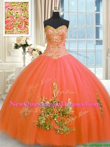 Sexy Sleeveless Lace Up Floor Length Beading and Appliques and Embroidery Ball Gown Prom Dress