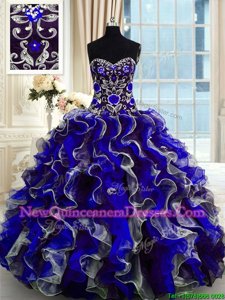 Nice Ball Gowns Quinceanera Gown Multi-color Sweetheart Organza Sleeveless Floor Length Lace Up