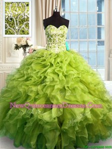 Sleeveless Beading and Ruffles Lace Up Sweet 16 Quinceanera Dress