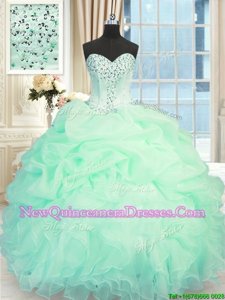 Classical Apple Green Sweetheart Neckline Beading and Ruffles 15 Quinceanera Dress Sleeveless Lace Up