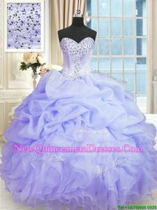 Free and Easy Lavender Sleeveless Beading and Ruffles Floor Length Quinceanera Gown