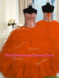 Fabulous Sleeveless Lace Up Floor Length Beading and Ruffles Quince Ball Gowns