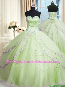 Graceful Sleeveless Court Train Lace Up With Train Beading and Appliques 15th Birthday Dress