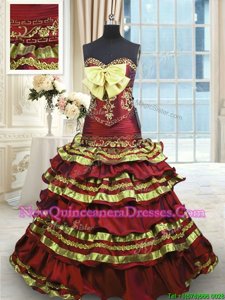 Superior Ruffled Ball Gowns Sleeveless Wine Red Vestidos de Quinceanera Sweep Train Lace Up