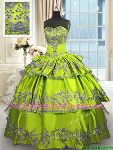 Super Sleeveless Embroidery and Ruffled Layers Lace Up Sweet 16 Dresses