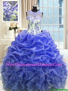 Charming Scoop Sleeveless Zipper Floor Length Beading and Ruffles 15th Birthday Dress