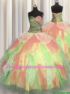 Custom Design Ball Gowns Quinceanera Dresses Multi-color Sweetheart Organza Sleeveless Floor Length Lace Up