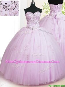 Smart Sleeveless Beading and Appliques Lace Up Sweet 16 Dress