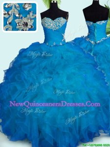 Affordable Sleeveless Beading and Ruffles Lace Up Sweet 16 Quinceanera Dress