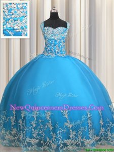 Sophisticated Floor Length Baby Blue Sweet 16 Dresses Sweetheart Sleeveless Lace Up