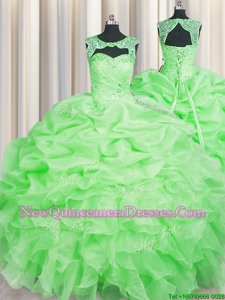 Scoop Sleeveless Lace Up Floor Length Beading and Pick Ups Sweet 16 Quinceanera Dress