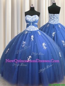 Wonderful Royal Blue Sweetheart Lace Up Beading and Appliques Vestidos de Quinceanera Sleeveless