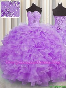 Floor Length Ball Gowns Sleeveless Lavender Sweet 16 Quinceanera Dress Lace Up