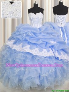 Captivating Ruffled Floor Length Ball Gowns Sleeveless Lavender Sweet 16 Dresses Lace Up