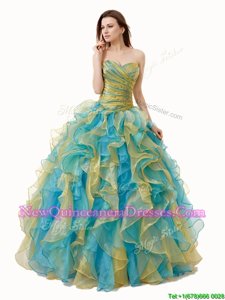 Floor Length Multi-color Quinceanera Dresses Sweetheart Sleeveless Lace Up